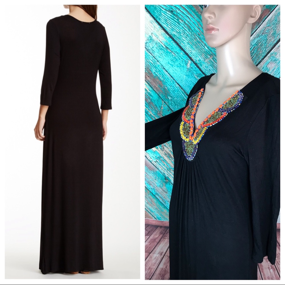 Romeo & Juliet Couture Black Beaded Maxi Dress - Picture 5 of 5